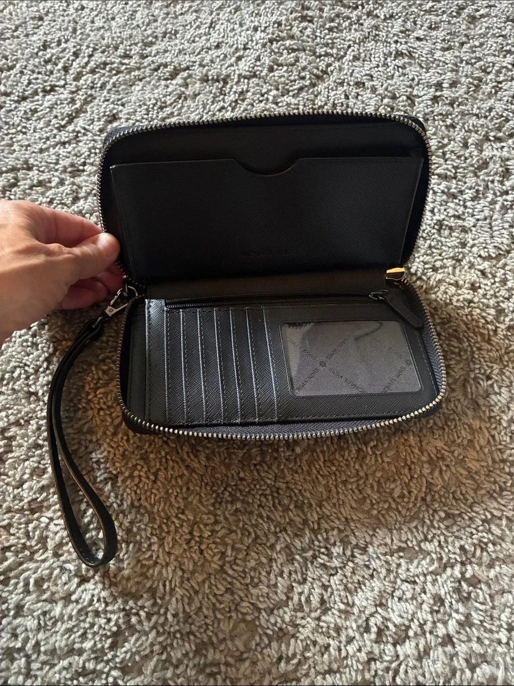 Michael Kors Black Studded Zip Phone Wristlet